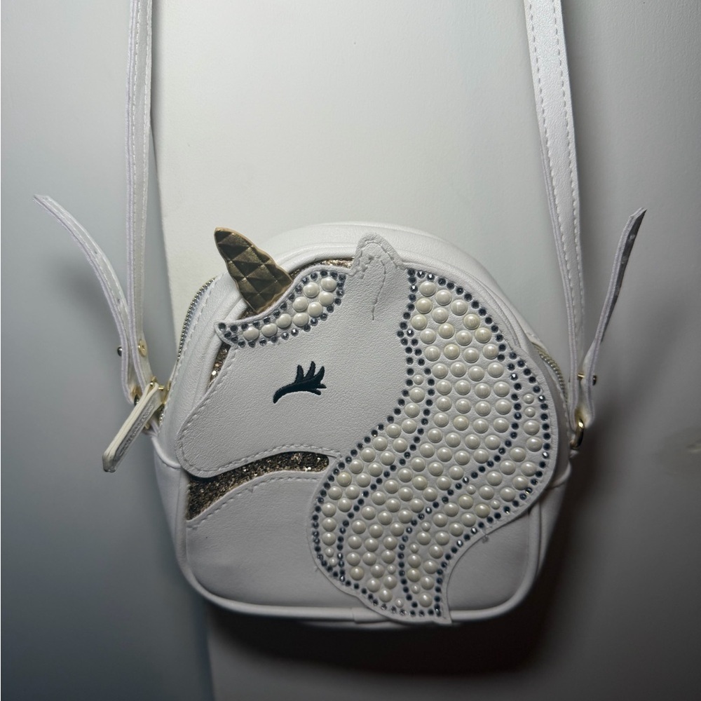 Bath & Body Works white faux leather unicorn cosmetic bag - Picture 2 of 6